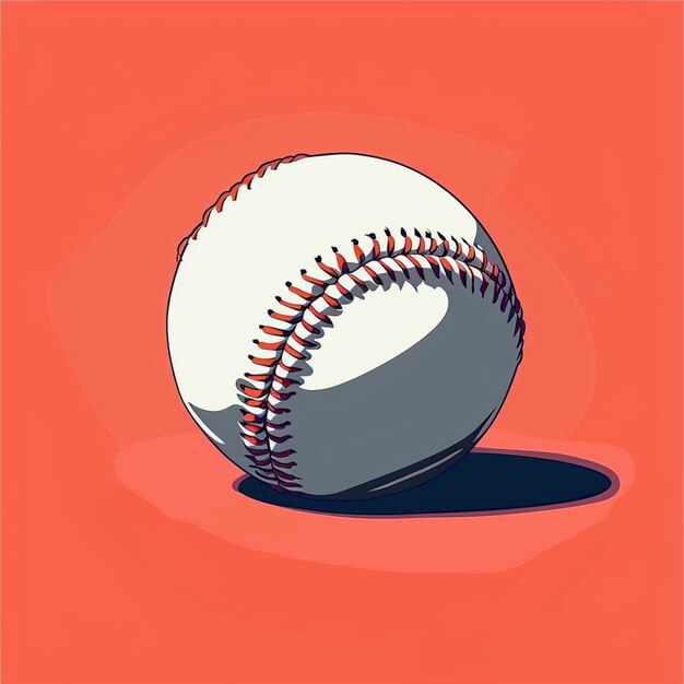 Foto há uma bola de beisebol em um fundo vermelho com uma sombra generativa ai