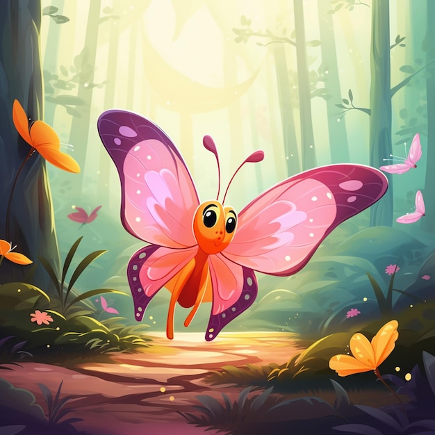 há uma borboleta de desenho animado que está voando no ar generativa ai