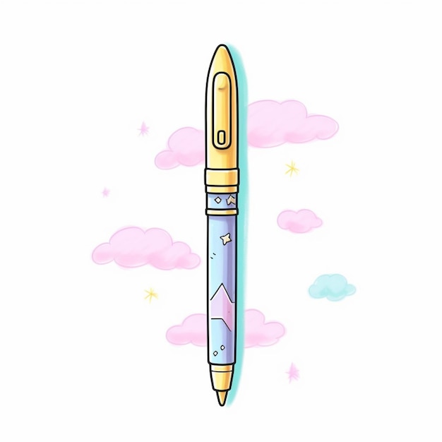há uma caneta com um fundo de céu e nuvens no fundo generativo ai
