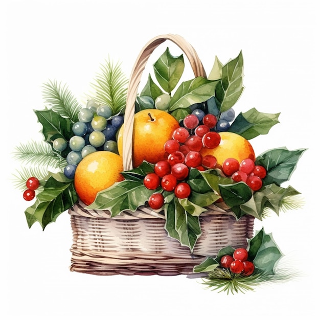 Há uma cesta de frutas com bagas e outras frutas generativas ai