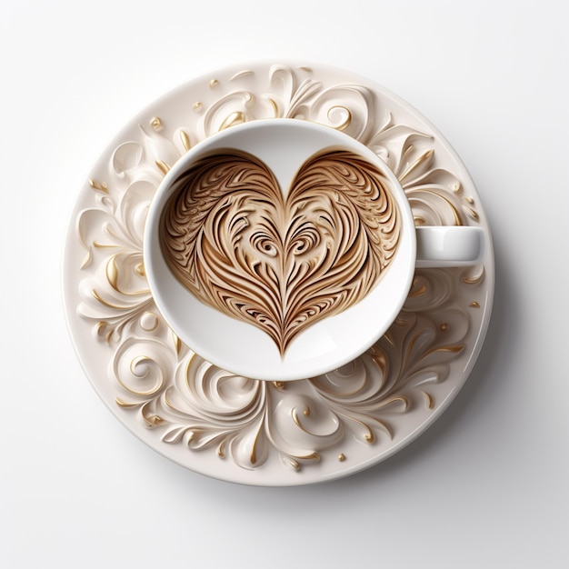 Há uma chávena de café com um coração no meio generativo ai.