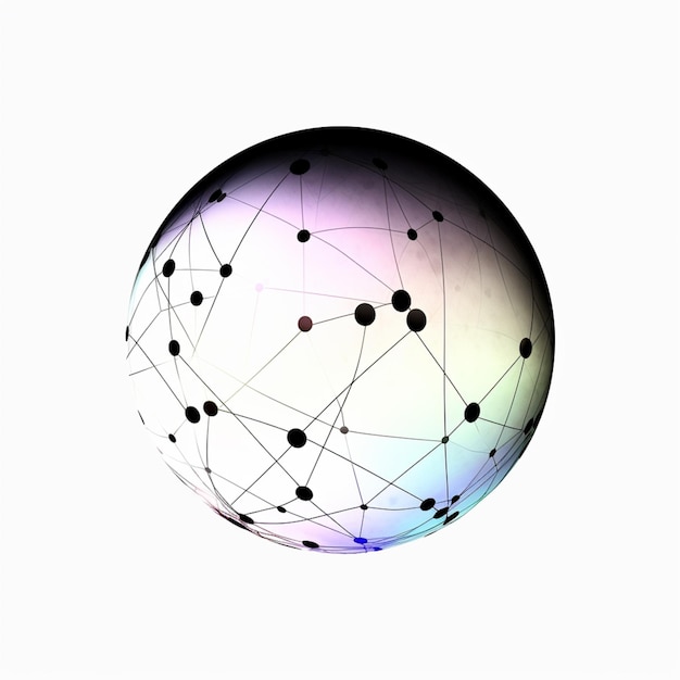 há uma esfera com pontos e linhas sobre ela generativa ai