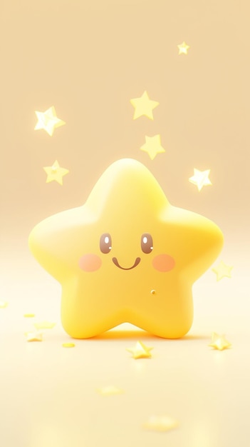 Há uma estrela amarela com um rosto e um sorriso nela generativo ai