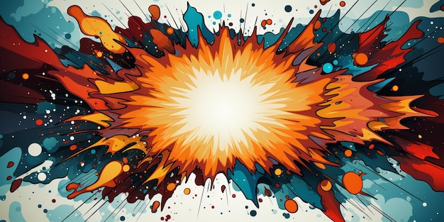 Foto há uma explosão de cor em um fundo azul generativo ai