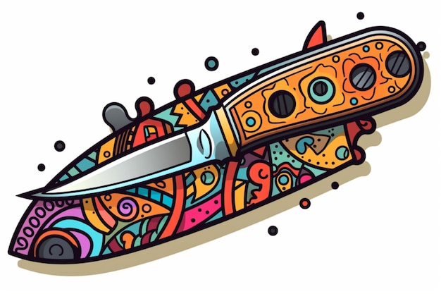 Há uma faca colorida com um desenho nela generativa ai