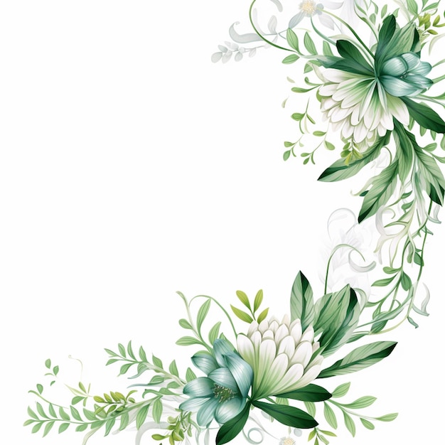 Há uma flor branca com folhas verdes sobre ela generativo ai