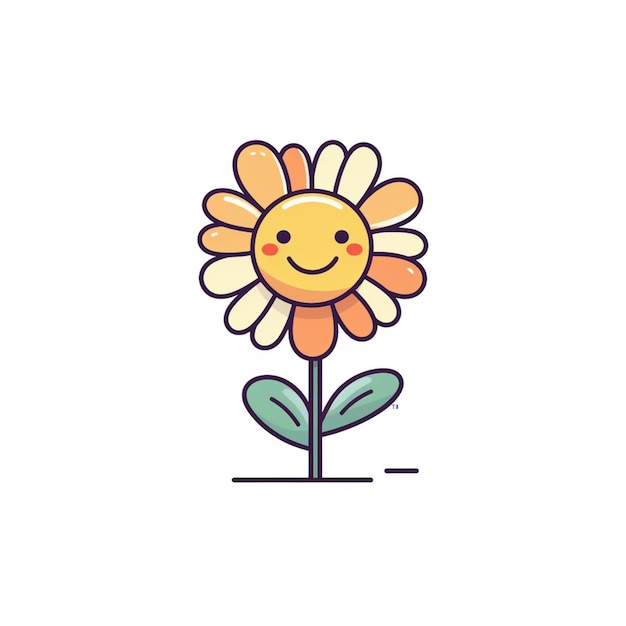 Há uma flor de desenho animado com um rosto sorridente nela generativa ai