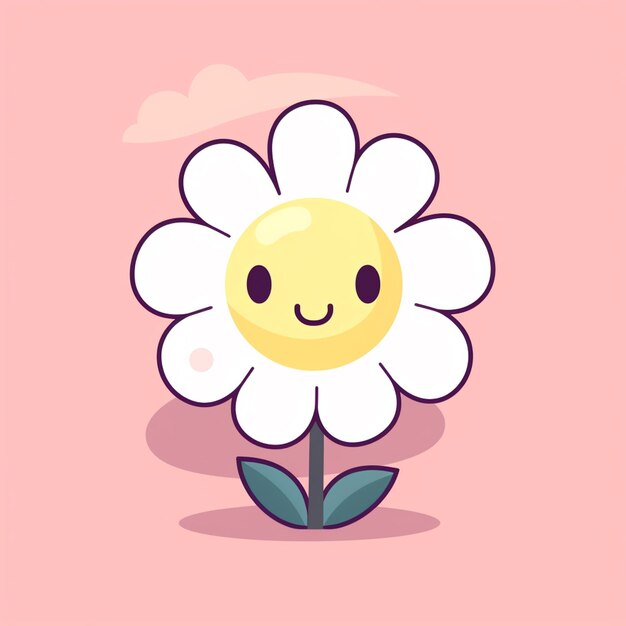 há uma flor de desenho animado com uma carinha sorridente ai generativa