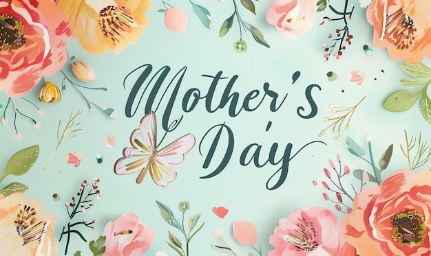 há uma foto de um cartão de dia das mães com flores generativo ai