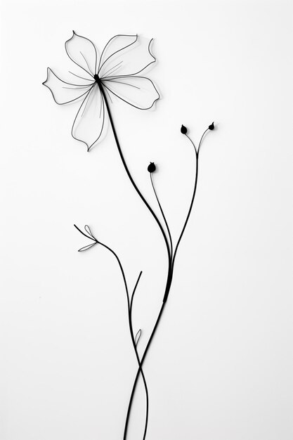 há uma foto em preto e branco de uma flor em um fundo branco generativo ai