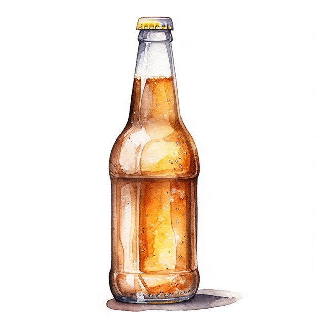 Há uma garrafa de cerveja que está sentada no chão.