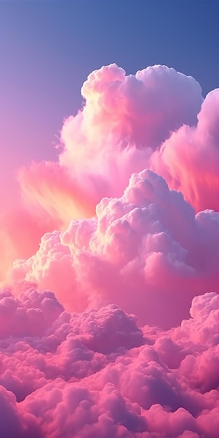 Há uma imagem de um céu rosa com nuvens no fundo generativo ai