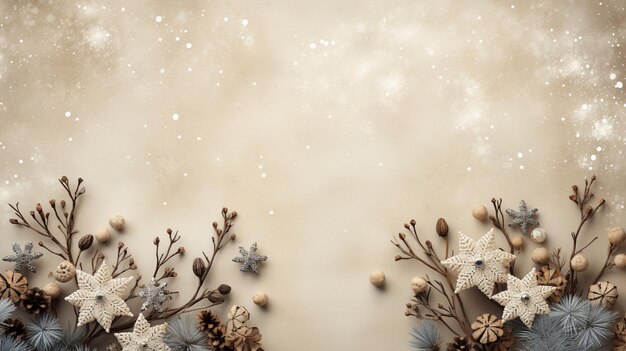 Foto há uma imagem de um fundo de natal com flocos de neve generativa ai