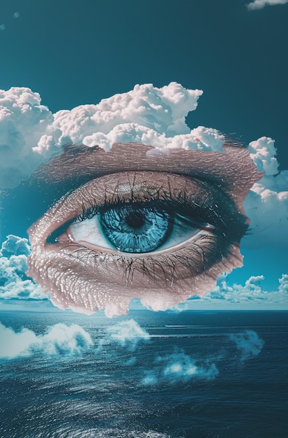 Foto há uma imagem de um olho de pessoa nas nuvens generativo ai