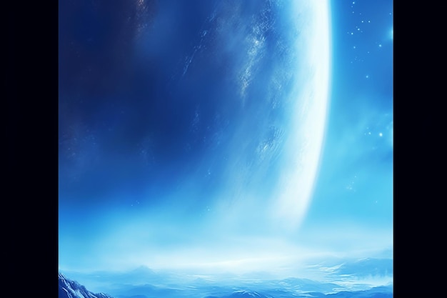 há uma imagem de um planeta azul com uma luz brilhante generativa ai