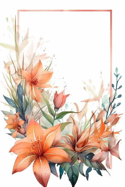 Há uma imagem de uma pintura a aquarela de flores generativa ai