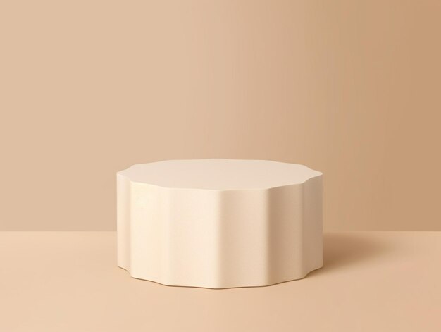 Há uma mesa branca com um topo branco em uma superfície bege generativa ai