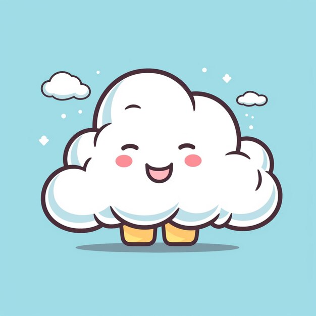 Há uma nuvem de desenho animado com um rosto e um sorriso nela.