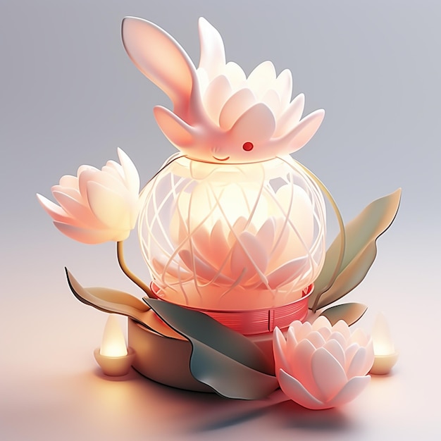 há uma pequena lâmpada com uma flor generativa ai