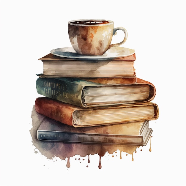 Há uma pilha de livros com uma xícara de café no topo da IA generativa