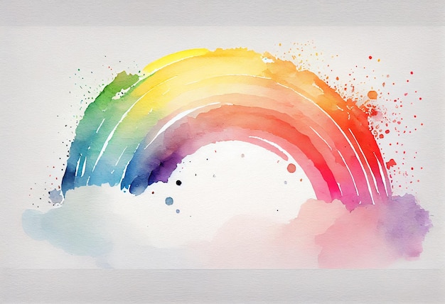 Há uma pintura a aquarela de um arco-íris com uma nuvem generativa ai