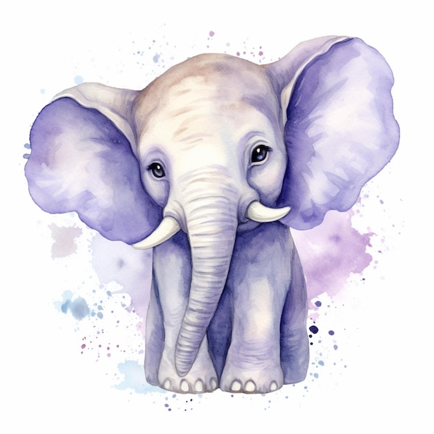 Foto há uma pintura a aquarela de um elefante com uma grande presa generativa ai