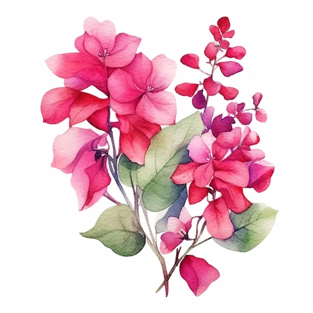 Há uma pintura a aquarela de um monte de flores generativo ai