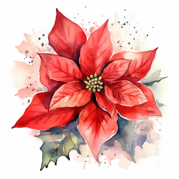 Há uma pintura a aquarela de uma flor de Poinsettia generativa ai