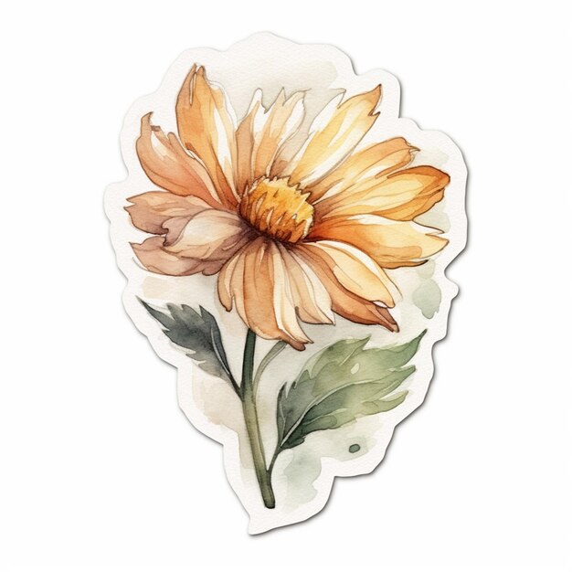 Há uma pintura a aquarela de uma flor em um fundo branco generativo ai