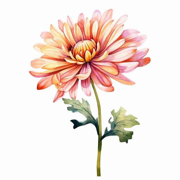 Há uma pintura a aquarela de uma flor em um fundo branco generativo ai