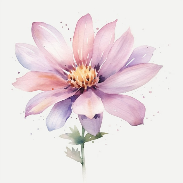 Foto há uma pintura a aquarela de uma flor em um fundo branco generativo ai