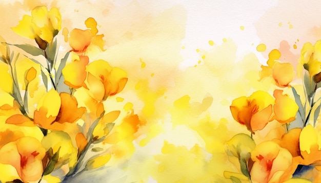 Há uma pintura de flores amarelas em um fundo amarelo generativo ai