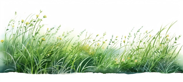 Há uma pintura de um campo de grama e flores generativas ai