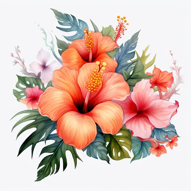 Há uma pintura de um feixe de flores em um fundo branco generativo ai