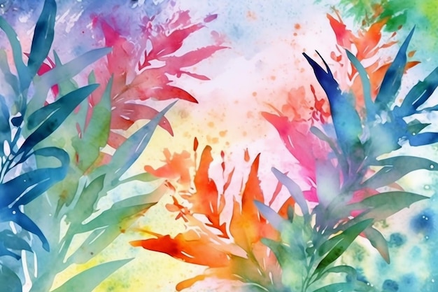 Há uma pintura de um ramo de flores em um fundo colorido generativo ai