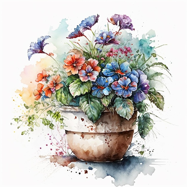 Há uma pintura de um vaso com flores generativo ai