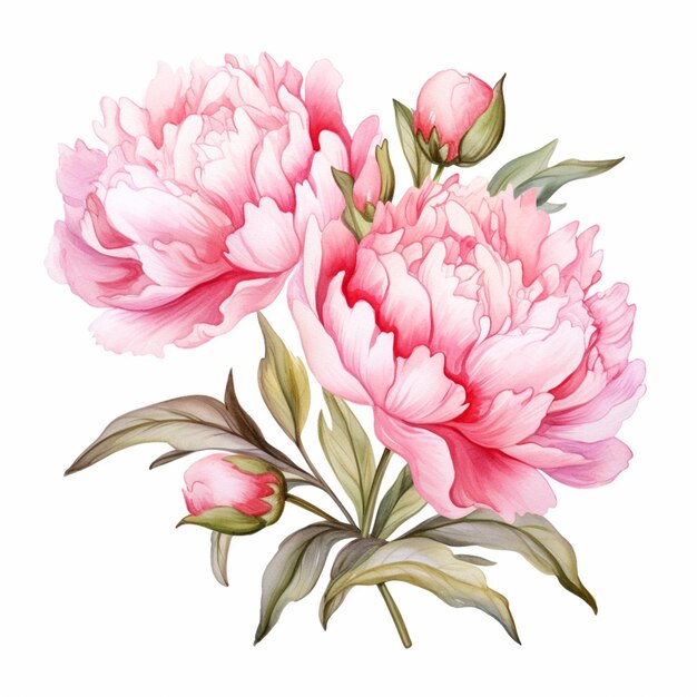 há uma pintura de uma flor rosa em um fundo branco generativo ai