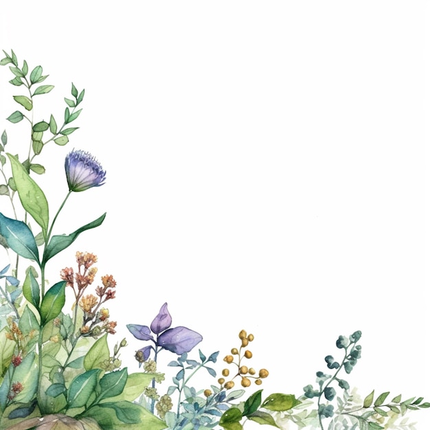 Há uma pintura em aquarela de um arranjo de flores com borboletas generativas ai