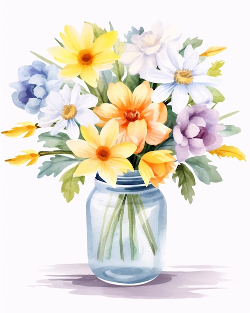 há uma pintura em aquarela de um vaso com flores generativo ai