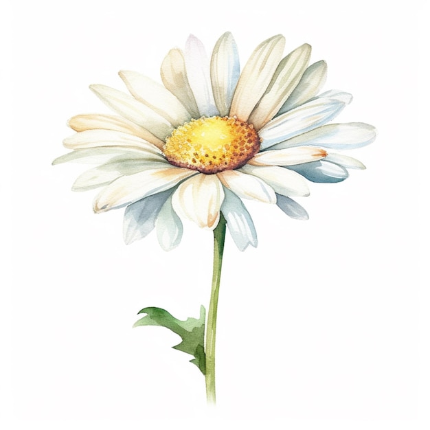 Foto há uma pintura em aquarela de uma flor de margarida branca generativa ai