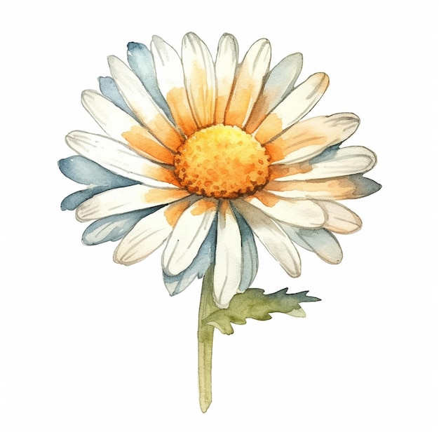 Há uma pintura em aquarela de uma flor em um fundo branco generativo ai