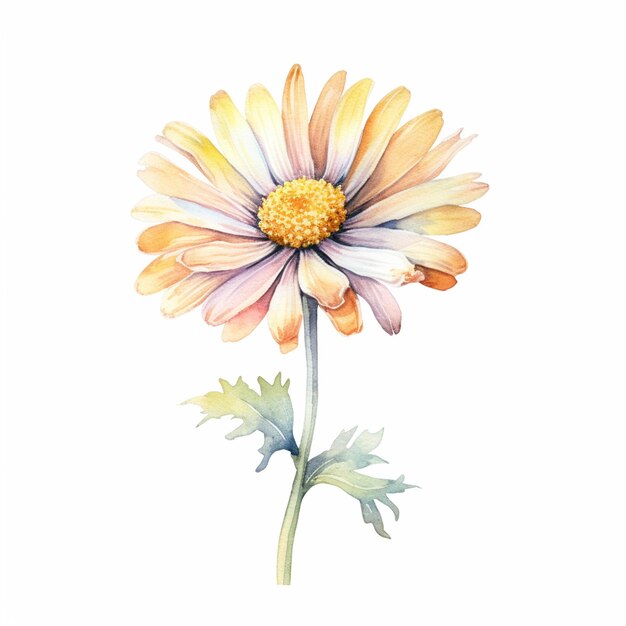 Há uma pintura em aquarela de uma flor em um fundo branco generativo ai