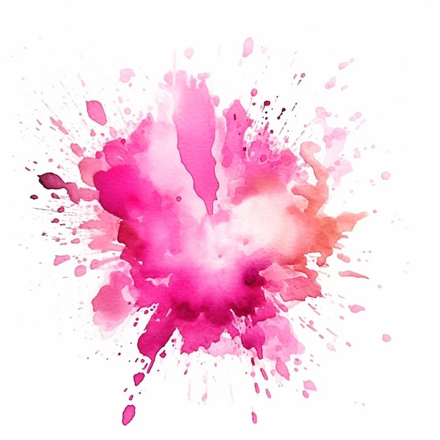 Há uma pintura rosa e vermelha salpicada em um fundo branco generativo ai