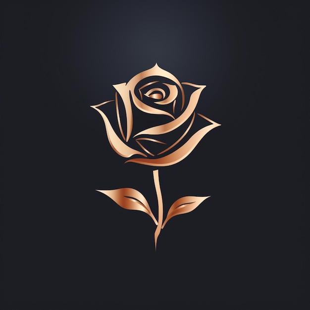 Foto há uma rosa que é dourado em um fundo preto generativo ai