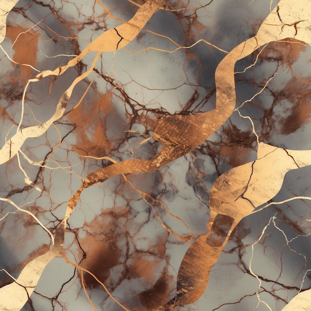 há uma superfície de mármore com um padrão de folha de ouro generativo ai