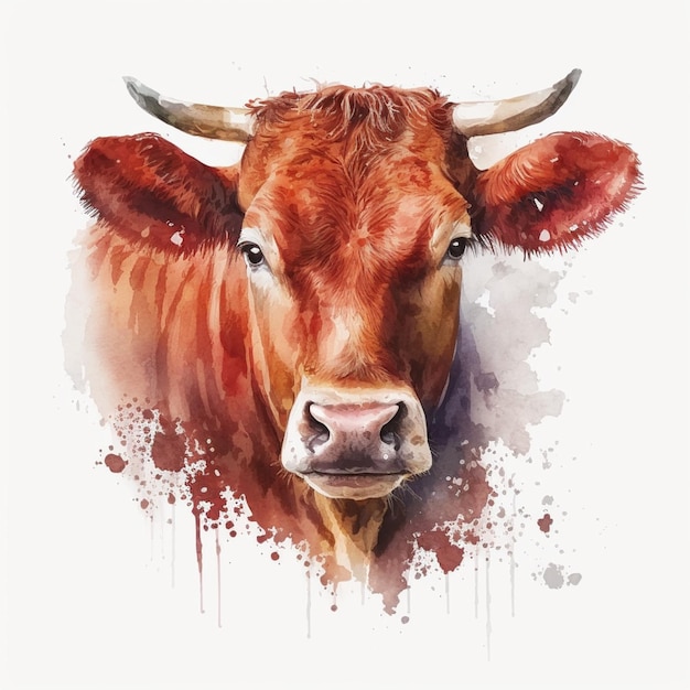 há uma vaca com chifres e um nariz é mostrado nesta imagem generativa ai