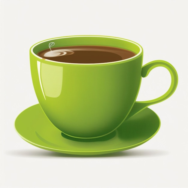 há uma xícara de café verde em um pires generativo ai