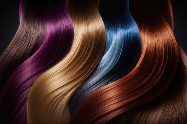 Haarfarben gefärbte Palette Legen Sie den Hintergrund fest Closeup AI Generation