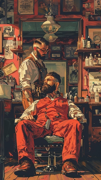 Haarschneidbarber-Illustration Modeillustration Bartillustration