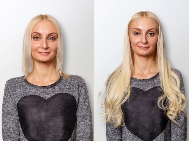 Foto haarverlängerungen behandeln haare vorher und nachher